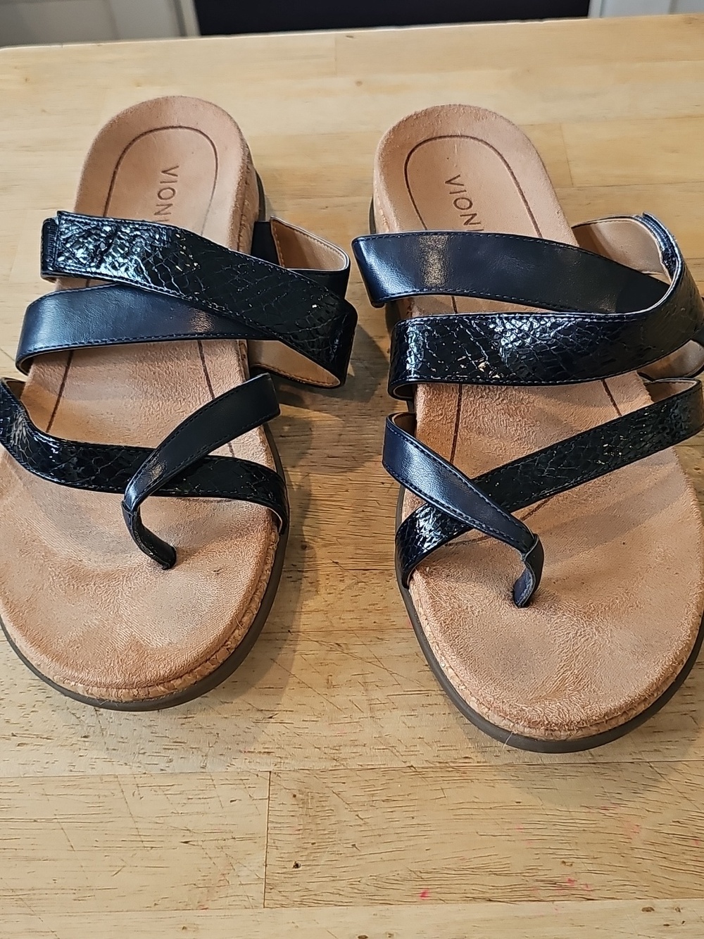 Vionic Anelle Sandals Women Size 10 Blue Straps Slip On Slide Shoes
